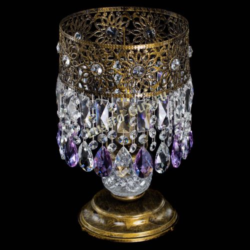 Настольная лампа Восток с пластинками под бронзу Фиолетовая в Самаре Гусь Хрустальный