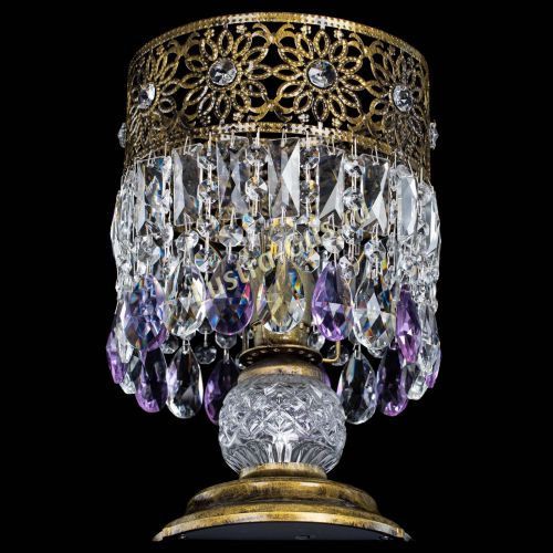 Настольная лампа Восток с пластинками под бронзу Фиолетовая в Самаре Гусь Хрустальный