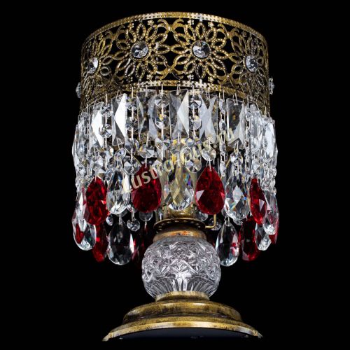 Настольная лампа Восток с пластинками под бронзу Красная в Самаре Гусь Хрустальный