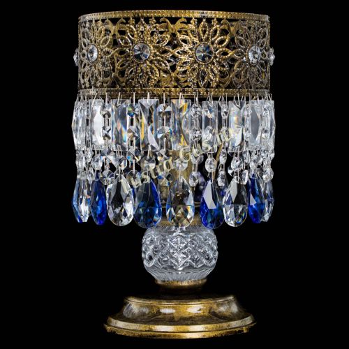 Настольная лампа Восток с пластинками под бронзу Синяя в Самаре Гусь Хрустальный