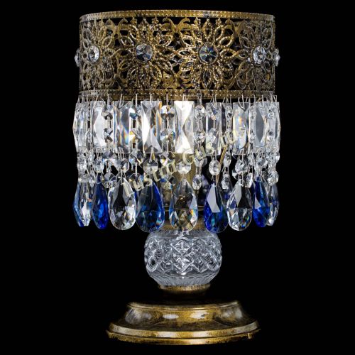 Настольная лампа Восток с пластинками под бронзу Синяя в Самаре Гусь Хрустальный