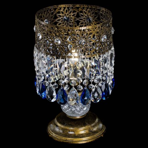 Настольная лампа Восток с пластинками под бронзу Синяя в Самаре Гусь Хрустальный