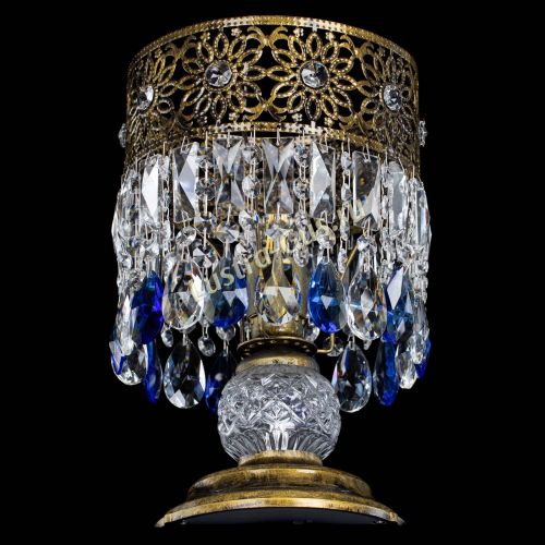 Настольная лампа Восток с пластинками под бронзу Синяя в Самаре Гусь Хрустальный