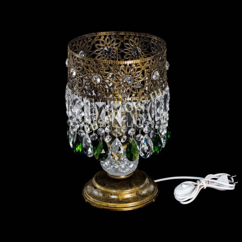 Настольная лампа Восток с пластинками под бронзу Зеленая в Самаре Гусь Хрустальный