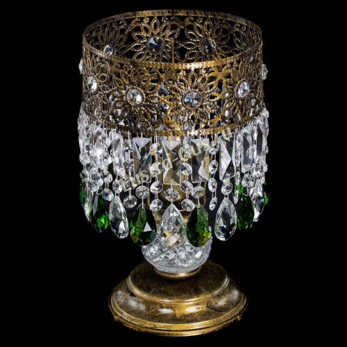 Настольная лампа Восток с пластинками под бронзу Зеленая в Самаре Гусь Хрустальный