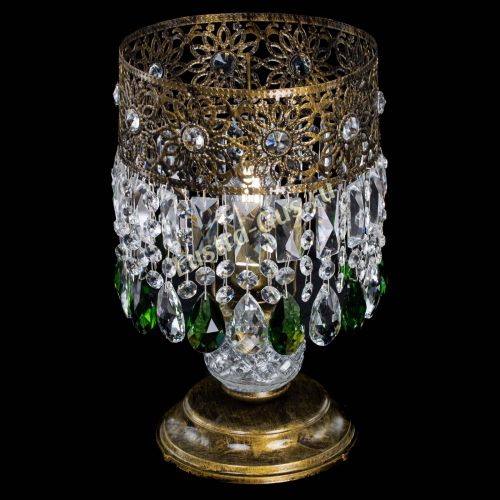 Настольная лампа Восток с пластинками под бронзу Зеленая в Самаре Гусь Хрустальный