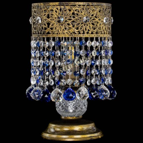 Настольная лампа Восток с шарами под бронзу Синяя в Самаре Гусь Хрустальный