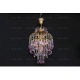 Люстра Хрустальные брызги с подвесом журавлик фиолетовый в Самаре