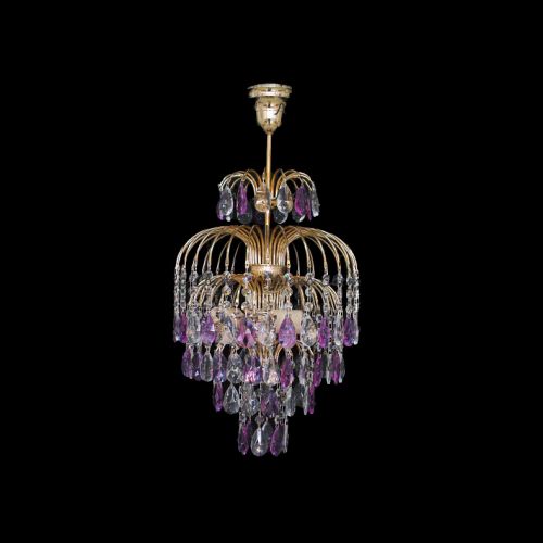 Люстра Хрустальные брызги с подвесом журавлик фиолетовый в Самаре Гусь Хрустальный