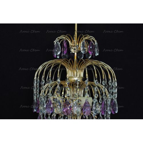 Люстра Хрустальные брызги с подвесом журавлик фиолетовый в Самаре Гусь Хрустальный