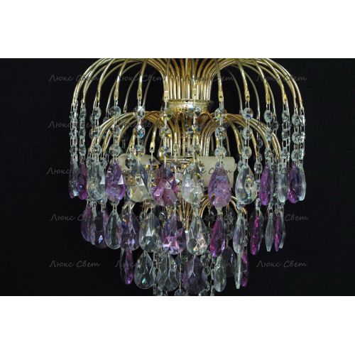 Люстра Хрустальные брызги с подвесом журавлик фиолетовый в Самаре Гусь Хрустальный