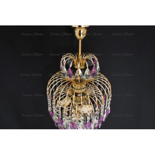 Люстра Хрустальные брызги с подвесом журавлик фиолетовый в Самаре Гусь Хрустальный