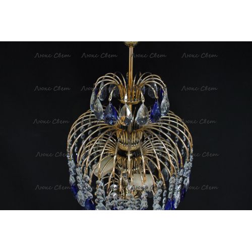 Люстра Хрустальные брызги с подвесом журавлик синий в Самаре Гусь Хрустальный