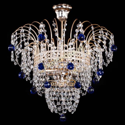 Люстра Агата Венеция №2 - 3 лампы синяя в Самаре Гусь Хрустальный