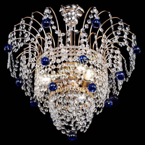 Люстра Агата Венеция №2 - 3 лампы синяя в Самаре Гусь Хрустальный