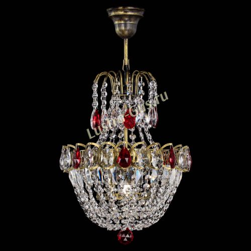 Люстра Астра №1 с подвесом под бронзу Красная в Самаре Гусь Хрустальный