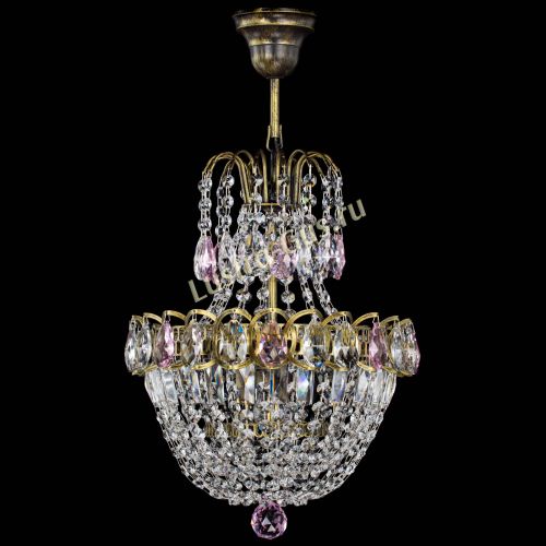 Люстра Астра №1 с подвесом под бронзу Розовая в Самаре Гусь Хрустальный