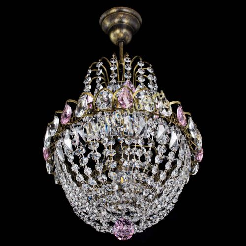 Люстра Астра №1 с подвесом под бронзу Розовая в Самаре Гусь Хрустальный