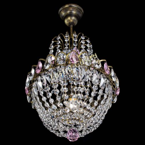 Люстра Астра №1 с подвесом под бронзу Розовая в Самаре Гусь Хрустальный