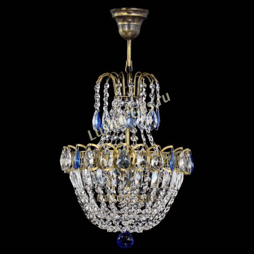 Люстра Астра №1 с подвесом под бронзу Синяя в Самаре Гусь Хрустальный