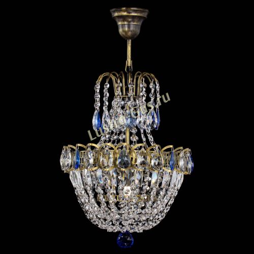 Люстра Астра №1 с подвесом под бронзу Синяя в Самаре Гусь Хрустальный