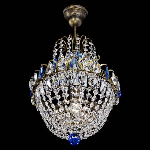 Люстра Астра №1 с подвесом под бронзу Синяя в Самаре Гусь Хрустальный