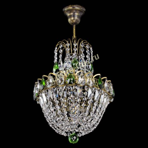 Люстра Астра №1 с подвесом под бронзу Зеленая в Самаре Гусь Хрустальный