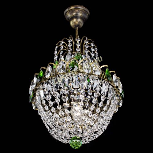 Люстра Астра №1 с подвесом под бронзу Зеленая в Самаре Гусь Хрустальный