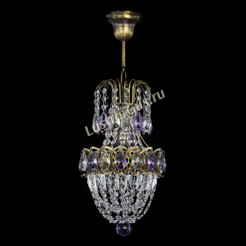 Люстра Астра №1 узкая фиолетовая под бронзу в Самаре Гусь Хрустальный