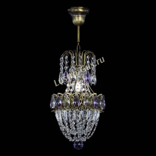 Люстра Астра №1 узкая фиолетовая под бронзу в Самаре Гусь Хрустальный