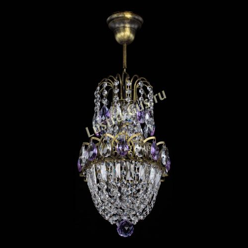 Люстра Астра №1 узкая фиолетовая под бронзу в Самаре Гусь Хрустальный