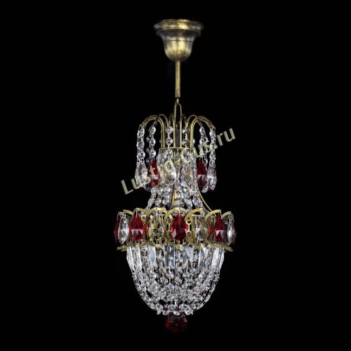 Люстра Астра №1 узкая красная под бронзу в Самаре Гусь Хрустальный
