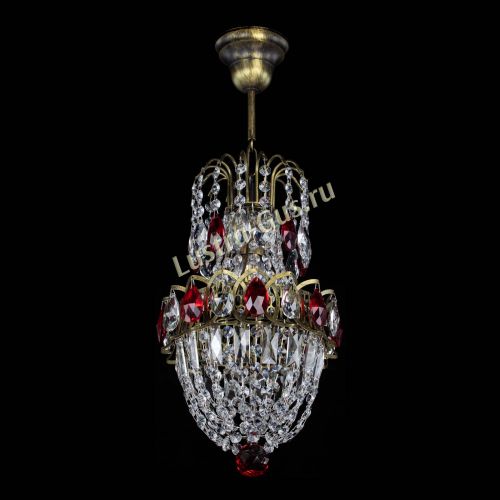 Люстра Астра №1 узкая красная под бронзу в Самаре Гусь Хрустальный