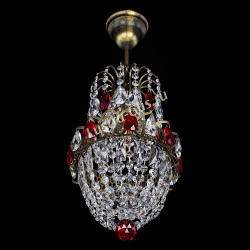 Люстра Астра №1 узкая красная под бронзу в Самаре Гусь Хрустальный