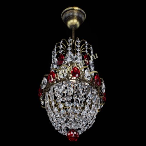 Люстра Астра №1 узкая красная под бронзу в Самаре Гусь Хрустальный