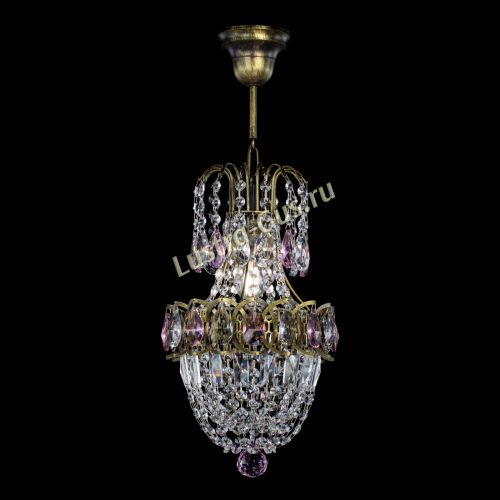 Люстра Астра №1 узкая розовая под бронзу в Самаре Гусь Хрустальный