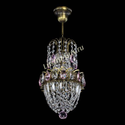 Люстра Астра №1 узкая розовая под бронзу в Самаре Гусь Хрустальный