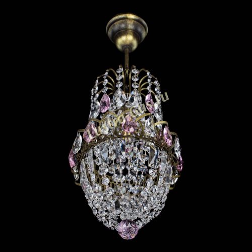 Люстра Астра №1 узкая розовая под бронзу в Самаре Гусь Хрустальный