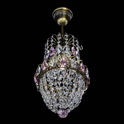 Люстра Астра №1 узкая розовая под бронзу в Самаре Гусь Хрустальный