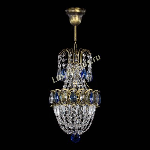 Люстра Астра №1 узкая синяя под бронзу в Самаре Гусь Хрустальный