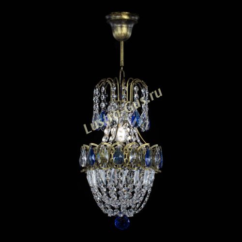 Люстра Астра №1 узкая синяя под бронзу в Самаре Гусь Хрустальный