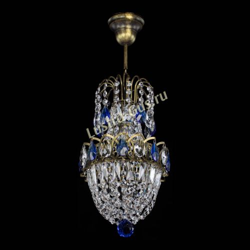 Люстра Астра №1 узкая синяя под бронзу в Самаре Гусь Хрустальный