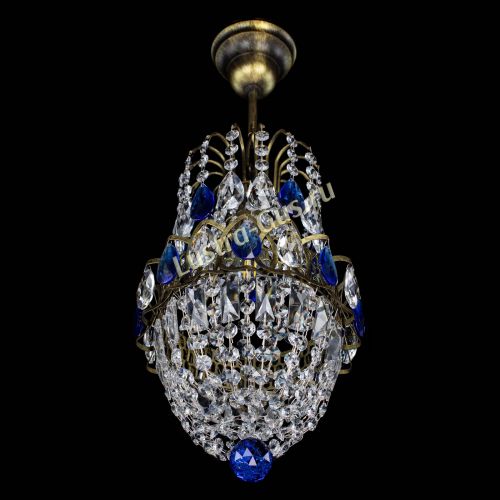 Люстра Астра №1 узкая синяя под бронзу в Самаре Гусь Хрустальный