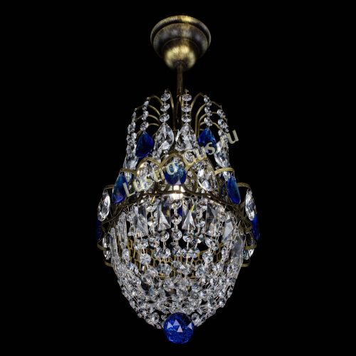 Люстра Астра №1 узкая синяя под бронзу в Самаре Гусь Хрустальный