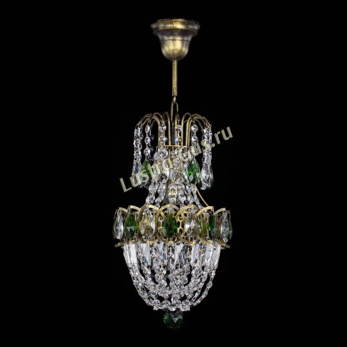 Люстра Астра №1 узкая зеленая под бронзу в Самаре Гусь Хрустальный