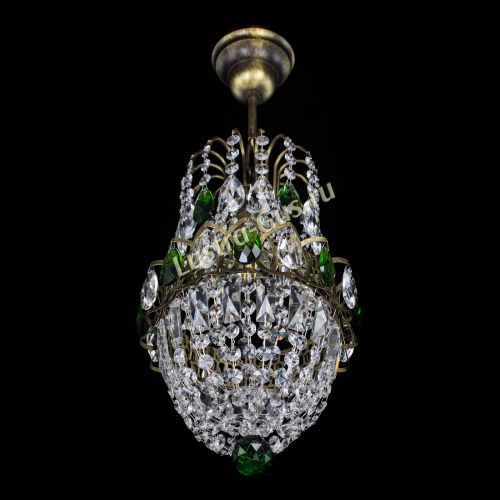 Люстра Астра №1 узкая зеленая под бронзу в Самаре Гусь Хрустальный