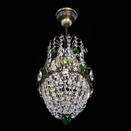 Люстра Астра №1 узкая зеленая под бронзу в Самаре Гусь Хрустальный