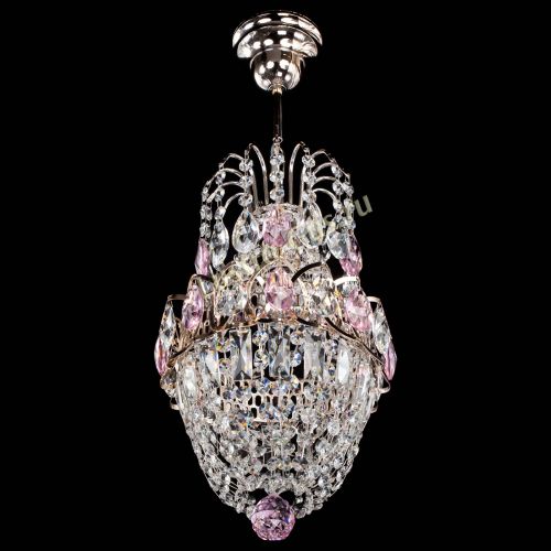 Люстра Астра №1 узкая розовая в Самаре Гусь Хрустальный