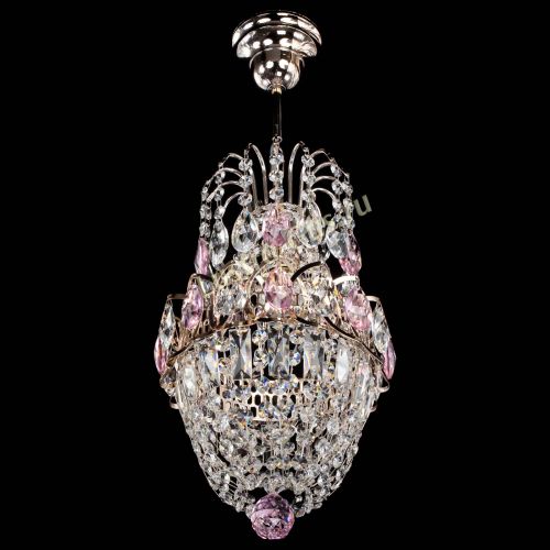 Люстра Астра №1 узкая розовая в Самаре Гусь Хрустальный