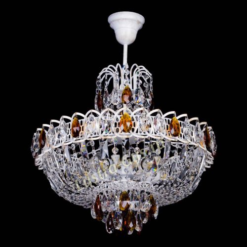 Люстра Астра Белая с подвесом чайная в Самаре Гусь Хрустальный